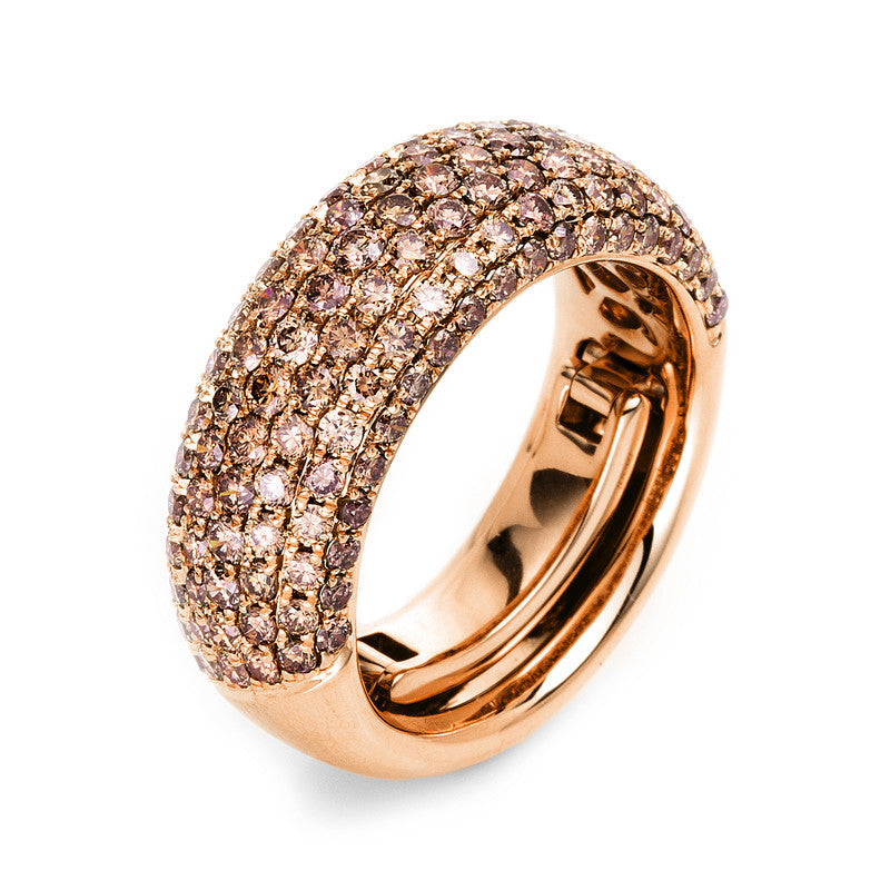 Ring    aus 750/-18 Karat Rotgold mit 133 Diamanten 2 ct