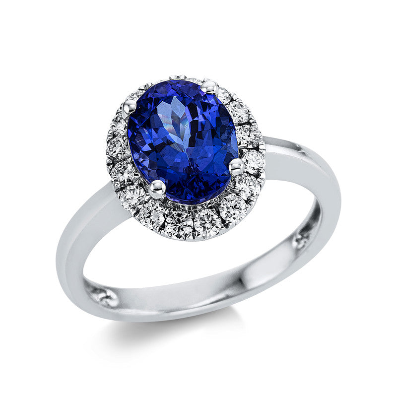 Ring mit Tansanit  aus 585/-14 Karat Weißgold mit 16 Diamanten 0