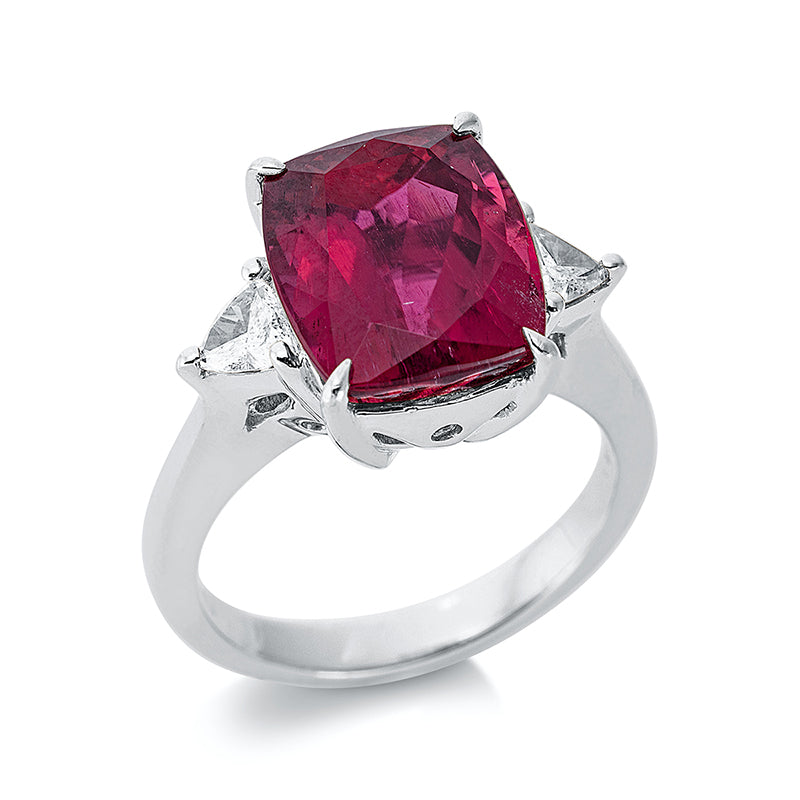 Ring mit Rubellit  aus 950/-Platin Platin mit 2 Diamanten 0