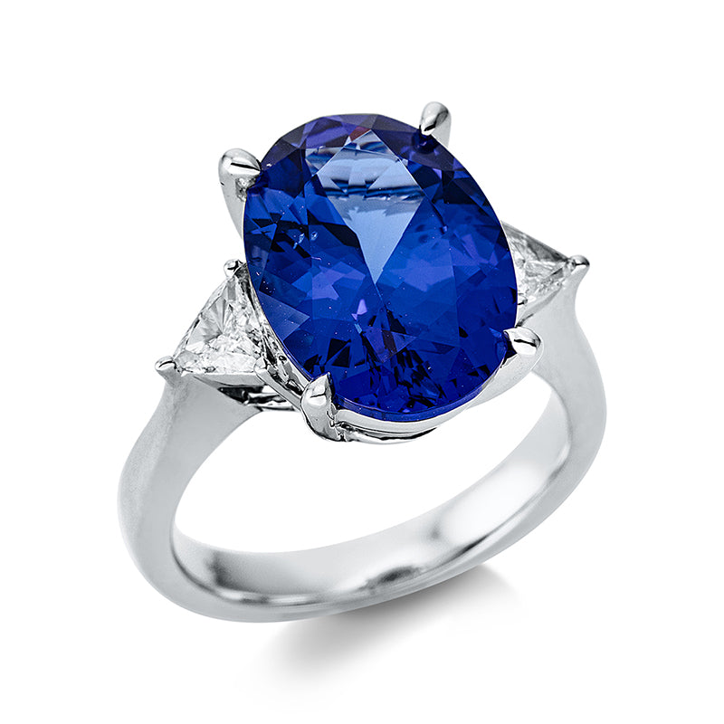 Ring mit Tansanit  aus 750/-18 Karat Weißgold mit 2 Diamanten 0