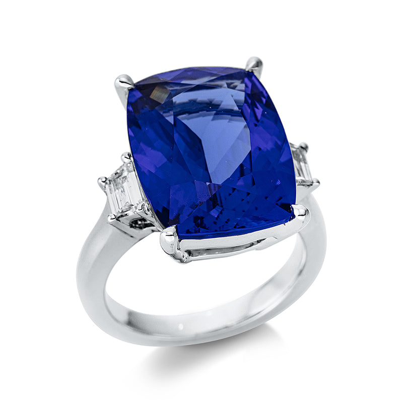 Ring mit Tansanit  aus 750/-18 Karat Weißgold mit 2 Diamanten 0