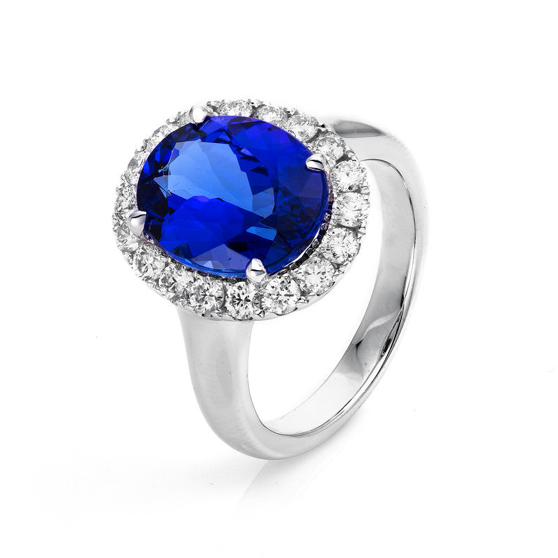 Ring mit Tansanit  aus 750/-18 Karat Weißgold mit 18 Diamanten 0