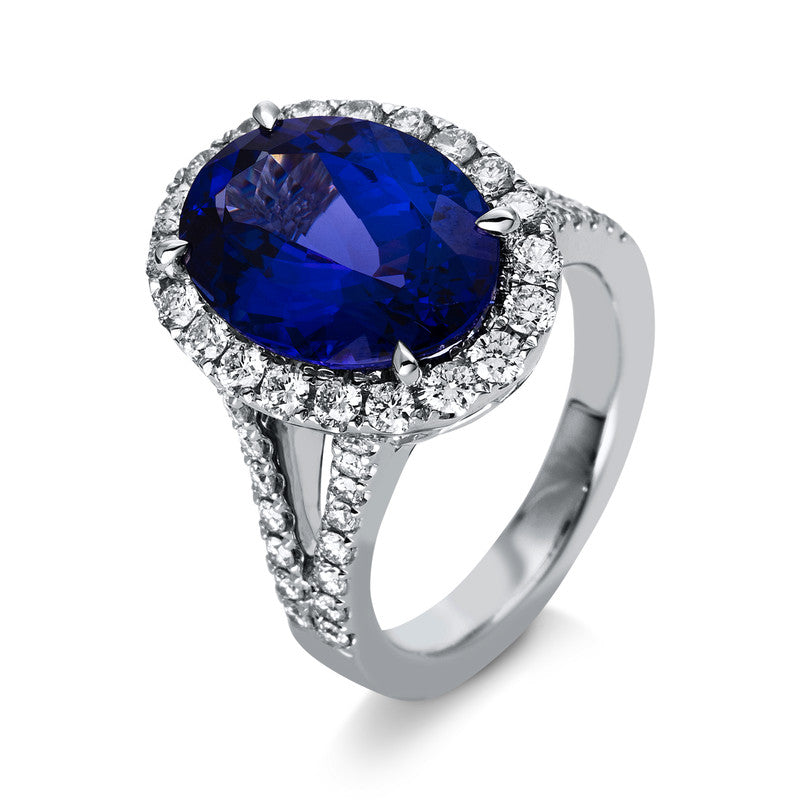 Ring mit Tansanit  aus 750/-18 Karat Weißgold mit 54 Diamanten 1
