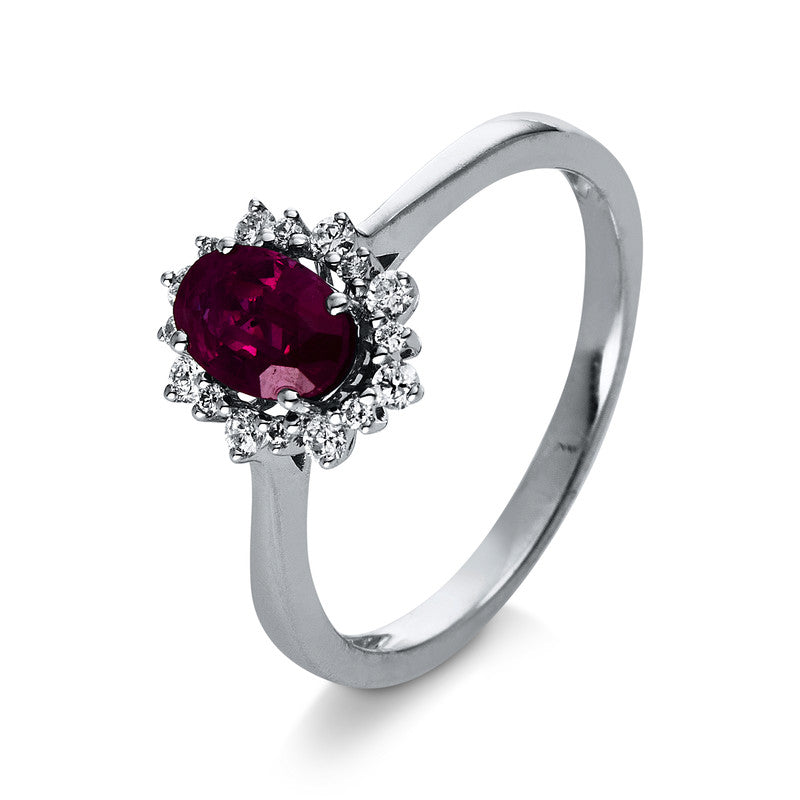 Ring mit Rubin  aus 750/-18 Karat Weißgold mit 16 Diamanten 0