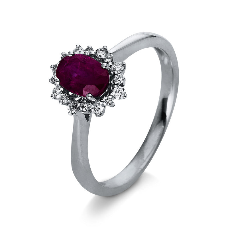 Ring mit Rubin  aus 750/-18 Karat Weißgold mit 16 Diamanten 0