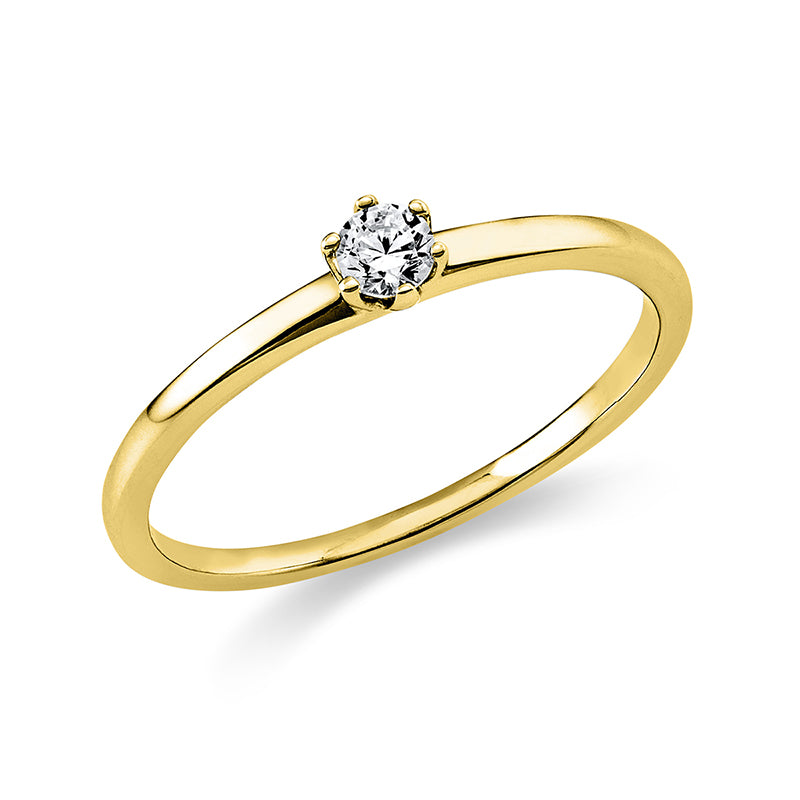 Ring    aus 585/-14 Karat Gelbgold mit 1 Diamant 0