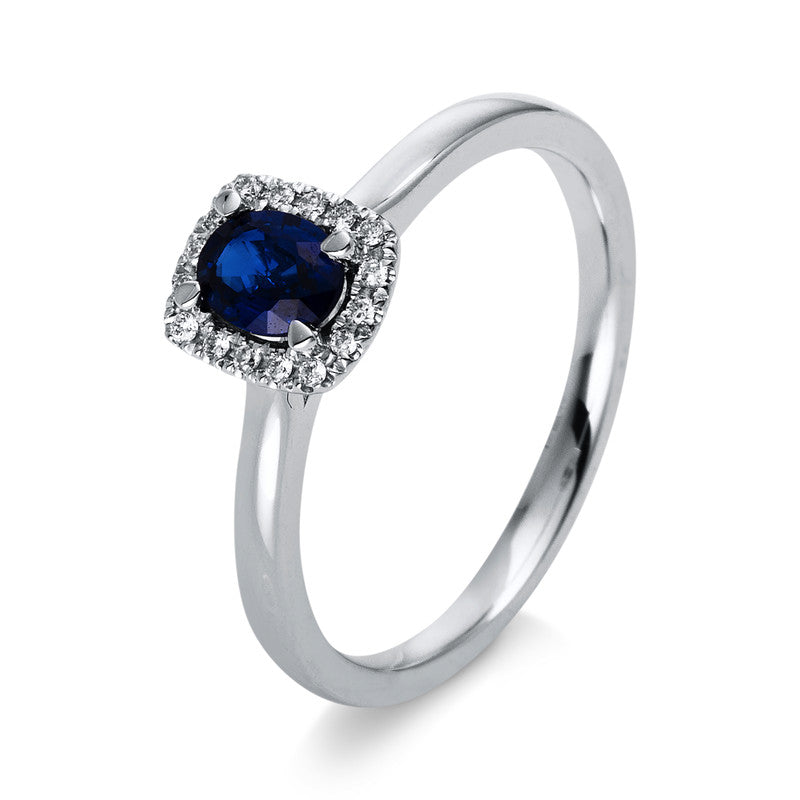Ring mit Saphir  aus 750/-18 Karat Weißgold mit 16 Diamanten 0