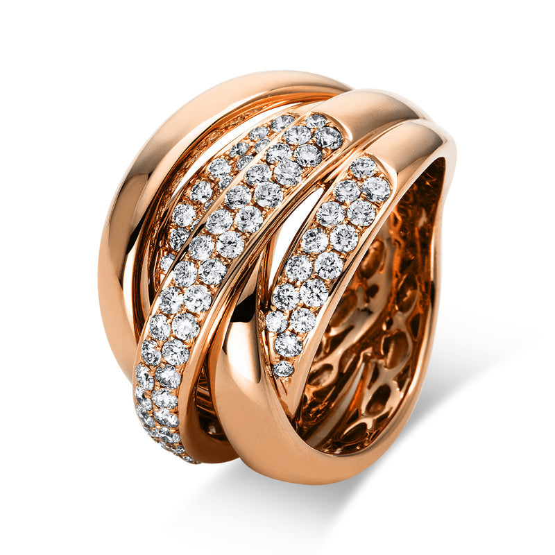 Ring    aus 750/-18 Karat Rotgold mit 102 Diamanten 1