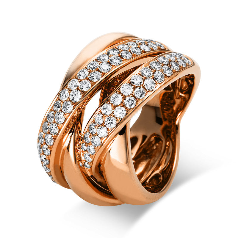 Ring    aus 750/-18 Karat Rotgold mit 77 Diamanten 1