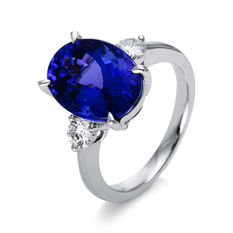 Ring mit Tansanit  aus 750/-18 Karat Weißgold mit 2 Diamanten 0