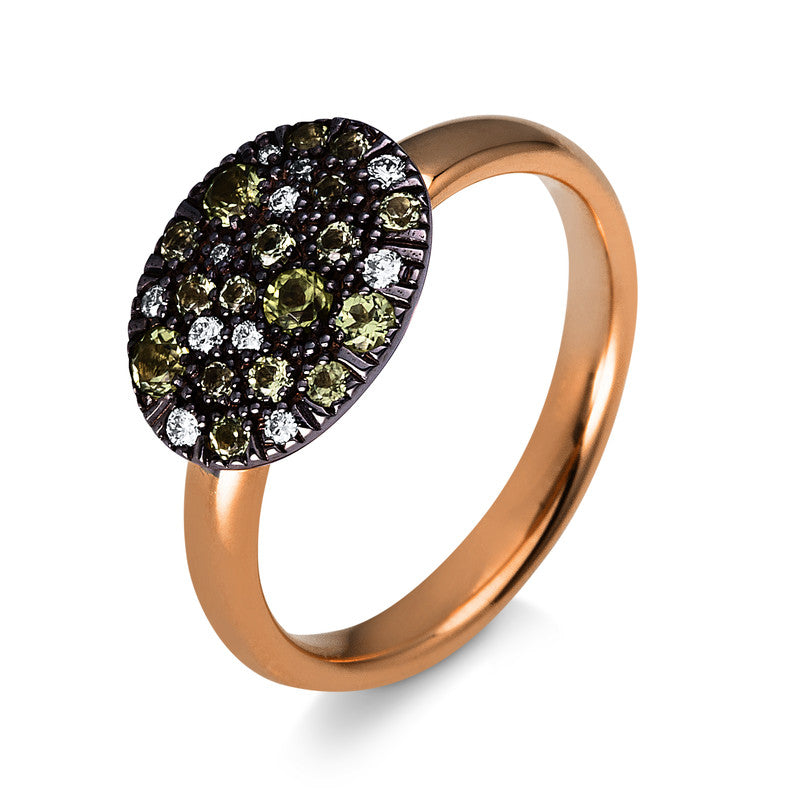 Ring mit Peridot  aus 750/-18 Karat Weißgold / Rotgold mit 11 Diamanten 0