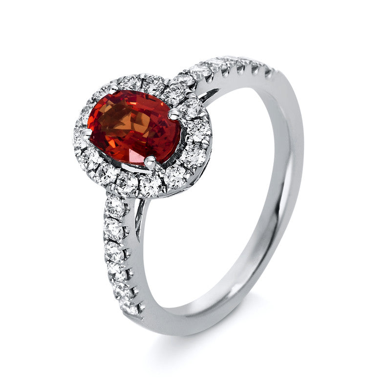 Ring mit Saphir  aus 750/-18 Karat Weißgold mit 52 Diamanten 1