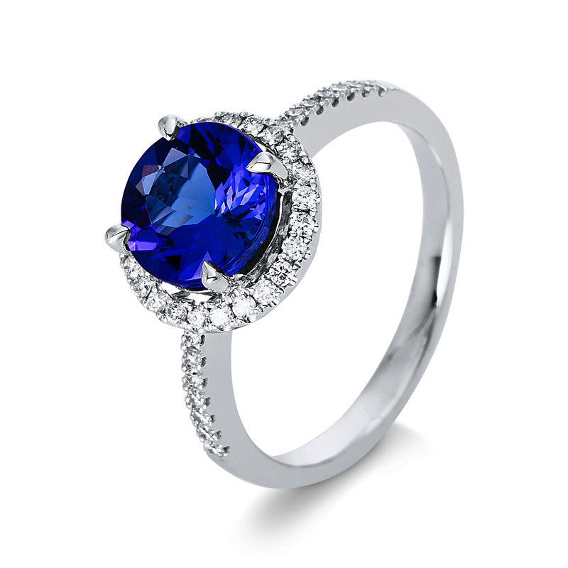 Ring mit Tansanit  aus 585/-14 Karat Weißgold mit 38 Diamanten 0