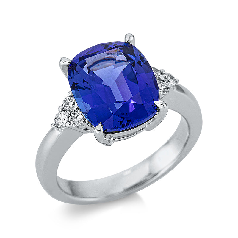 Ring mit Tansanit  aus 750/-18 Karat Weißgold mit 6 Diamanten 0