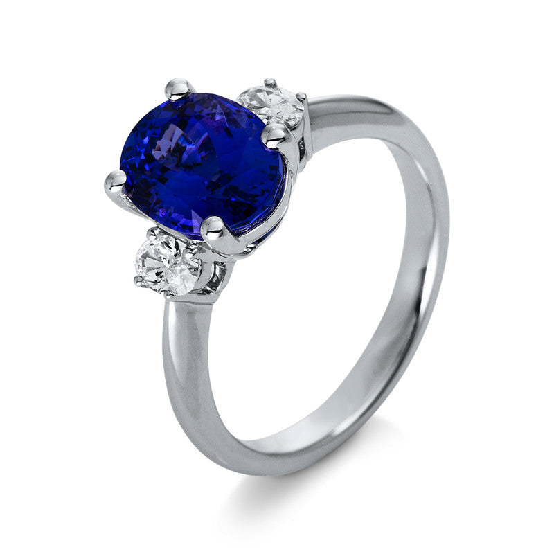 Ring mit Tansanit  aus 750/-18 Karat Weißgold mit 2 Diamanten 0