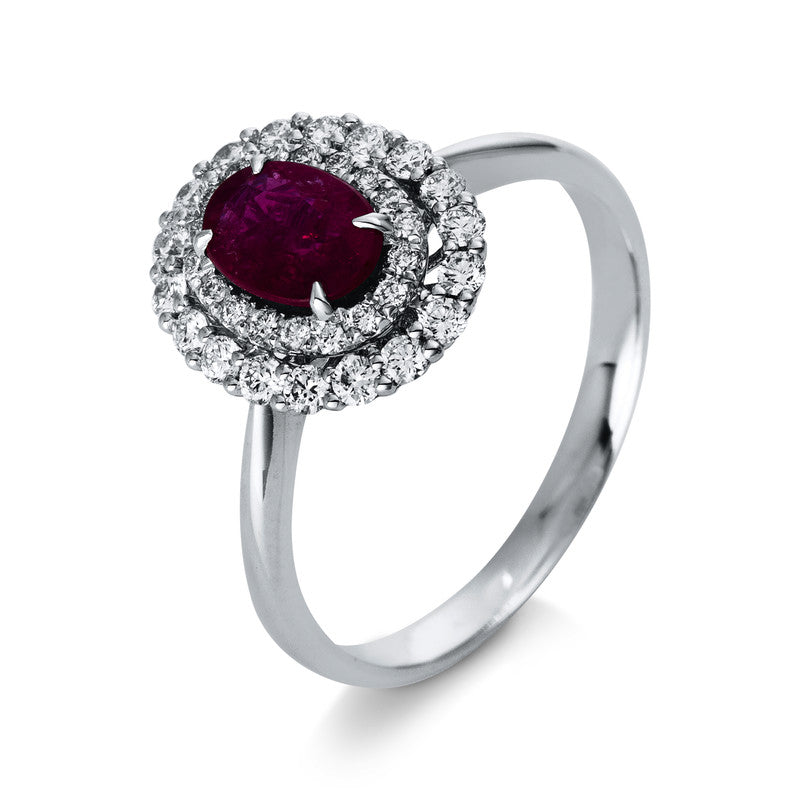 Ring mit Rubin  aus 750/-18 Karat Weißgold mit 36 Diamanten 0