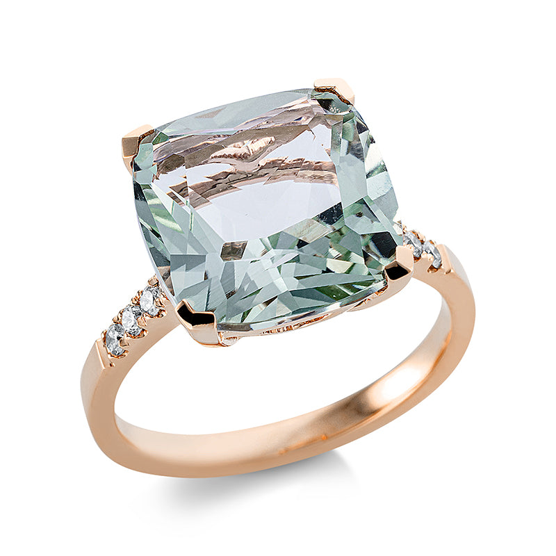 Ring mit Amethyst  aus 750/-18 Karat Rotgold mit 8 Diamanten 0