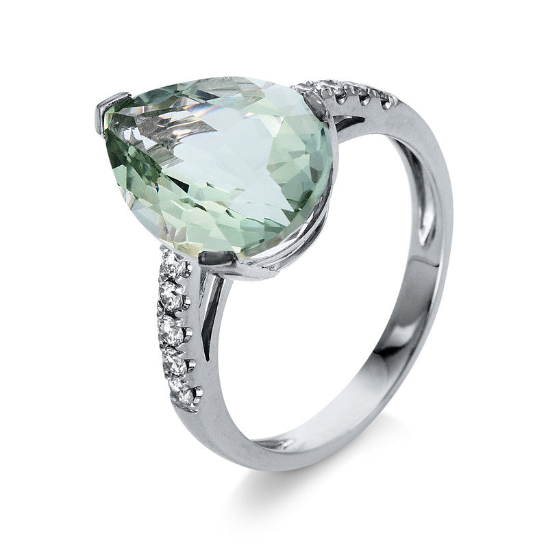 Ring mit Amethyst  aus 750/-18 Karat Weißgold mit 10 Diamanten 0