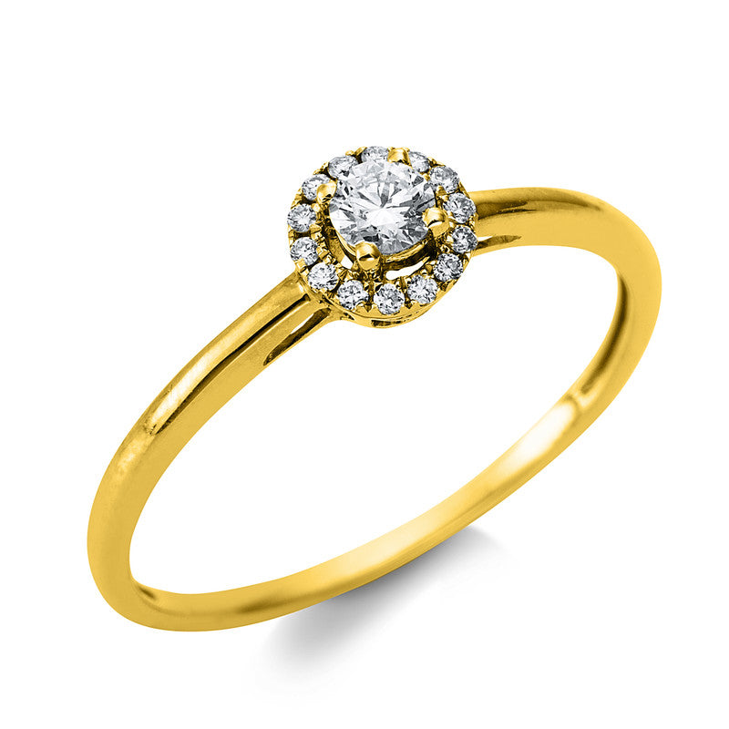 Ring    aus 585/-14 Karat Gelbgold mit 15 Diamanten 0