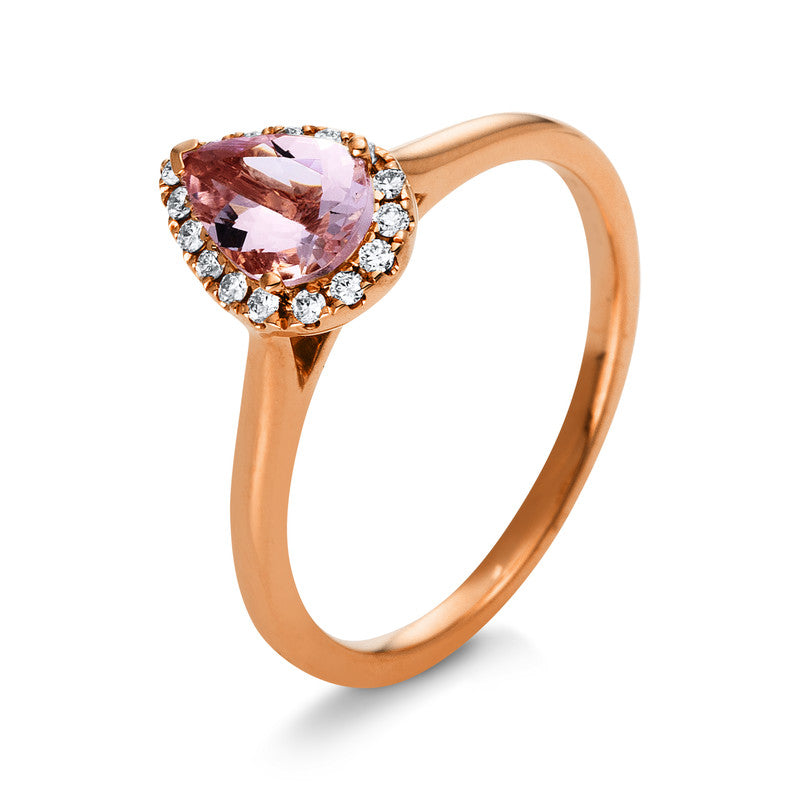 Ring mit Morganit  aus 750/-18 Karat Rotgold mit 16 Diamanten 0