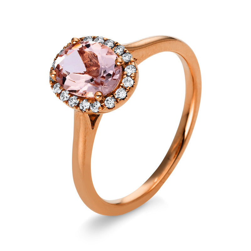 Ring mit Morganit  aus 750/-18 Karat Rotgold mit 18 Diamanten 0