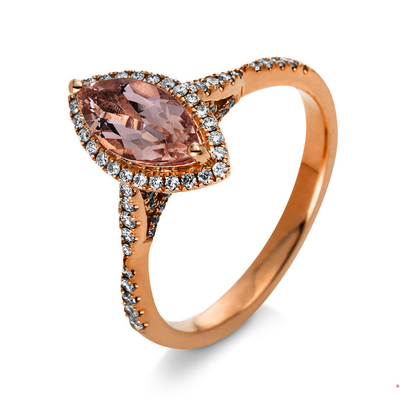 Ring mit Morganit  aus 585/-14 Karat Rotgold mit 92 Diamanten 0