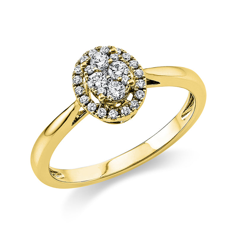 Ring - Halo Sparkle aus Gold mit Diamanten, Oval-Symbol - 1T329