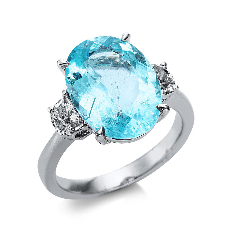 Ring mit Paraiba  aus 750/-18 Karat Weißgold mit 2 Diamanten 0
