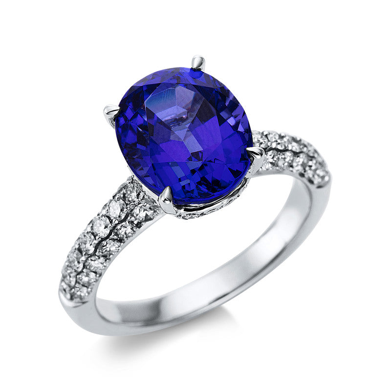 Ring mit Tansanit  aus 750/-18 Karat Weißgold mit 58 Diamanten 1