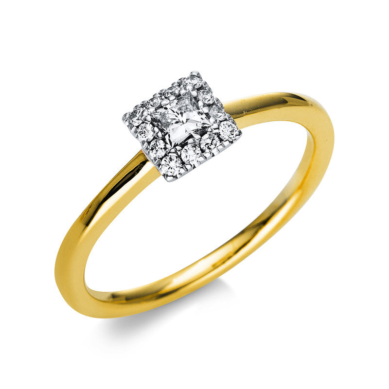 Ring    aus 750/-18 Karat Gelbgold / Weißgold mit 13 Diamanten 0