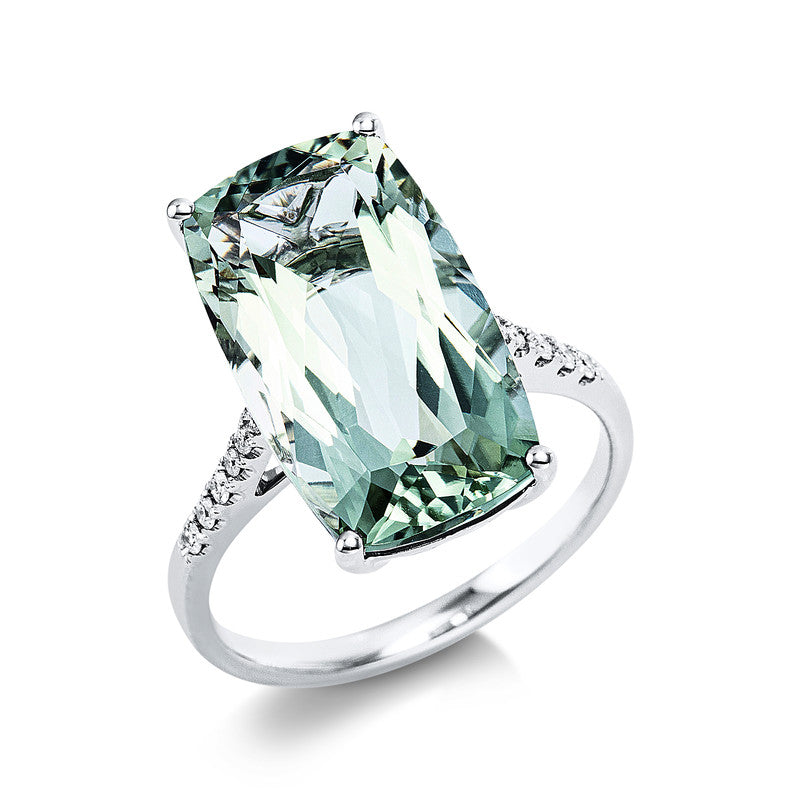 Ring mit Amethyst  aus 750/-18 Karat Weißgold mit 12 Diamanten 0