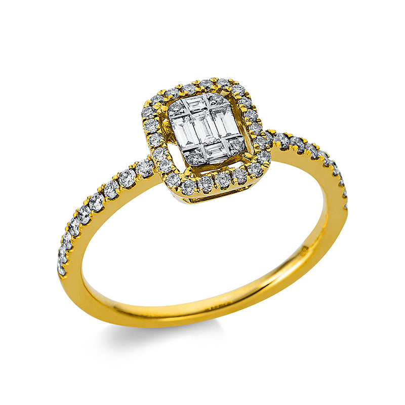 Ring - Halo Sparkle aus Gold mit Diamanten, Fassung rhodiniert - 1U296