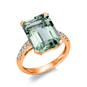 Ring mit Amethyst  aus 750/-18 Karat Rotgold mit 10 Diamanten 0