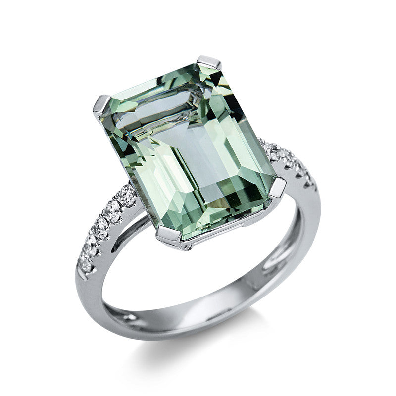 Ring mit Amethyst  aus 750/-18 Karat Weißgold mit 10 Diamanten 0