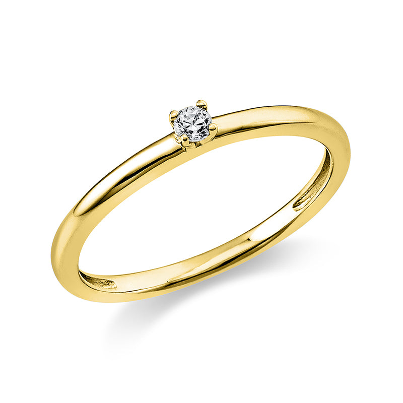 Ring    aus 585/-14 Karat Gelbgold mit 1 Diamant 0