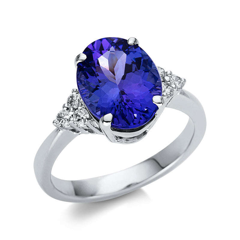 Ring mit Tansanit  aus 750/-18 Karat Weißgold mit 6 Diamanten 0