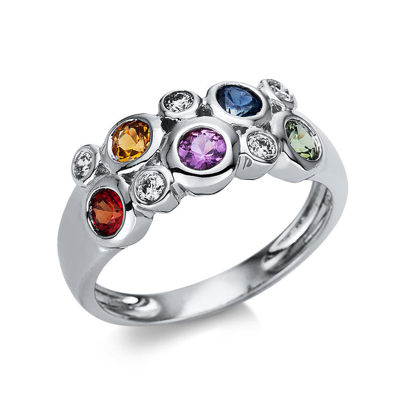 Ring mit Saphir  aus 750/-18 Karat Weißgold mit 5 Diamanten 0