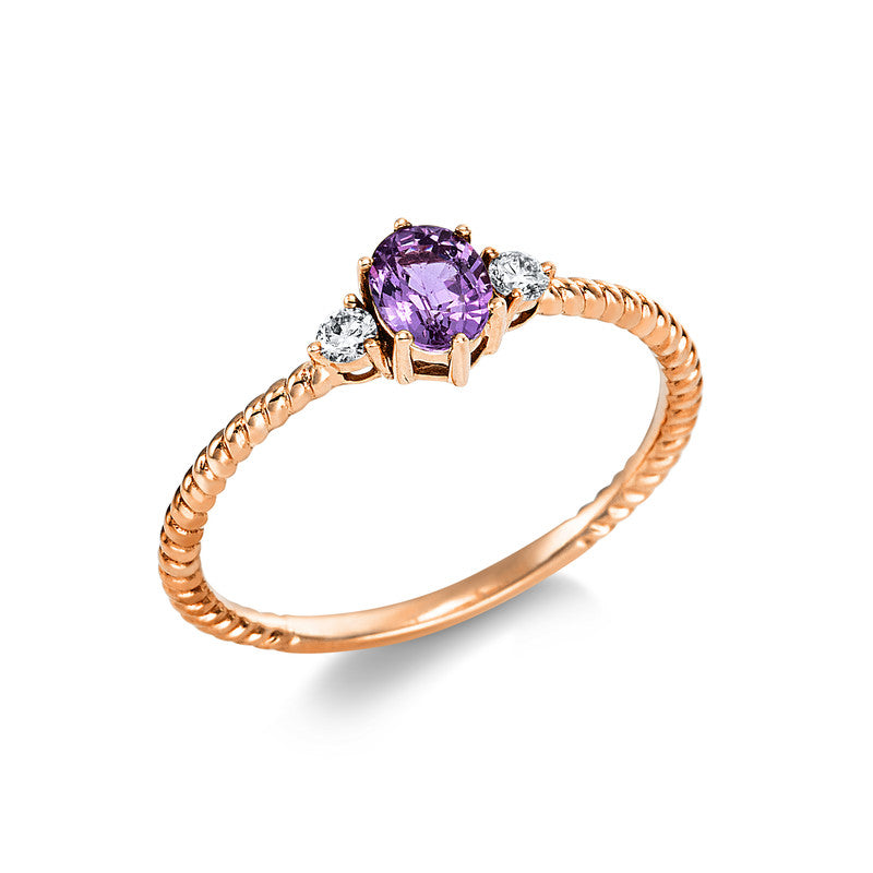 Ring mit Saphir  aus 750/-18 Karat Rotgold mit 2 Diamanten 0