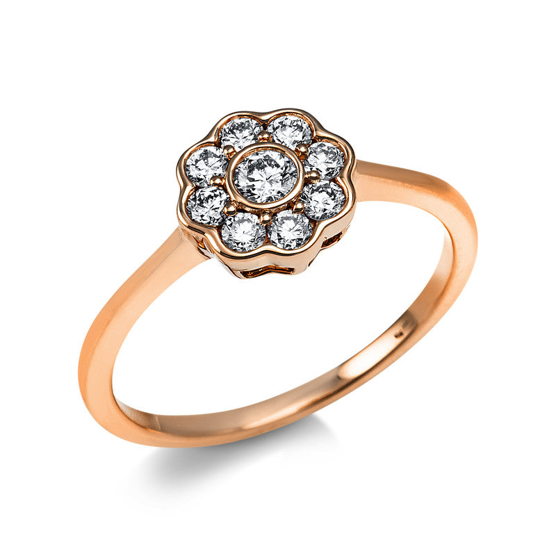 Ring    aus 585/-14 Karat Rotgold mit 9 Diamanten 0