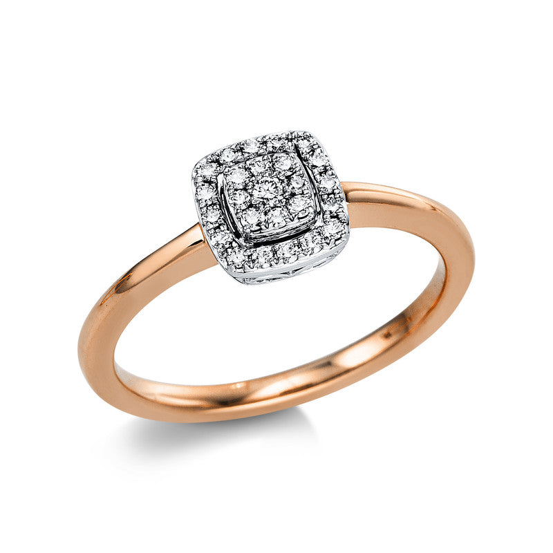 Ring    aus 750/-18 Karat Rotgold / Weißgold mit 25 Diamanten 0