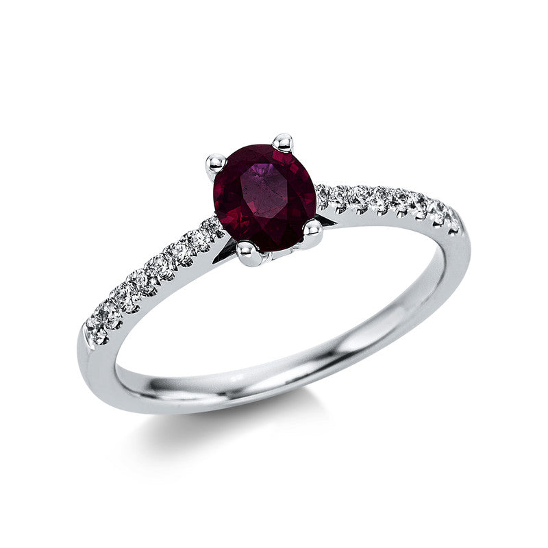 Ring mit Rubin  aus 750/-18 Karat Weißgold mit 16 Diamanten 0