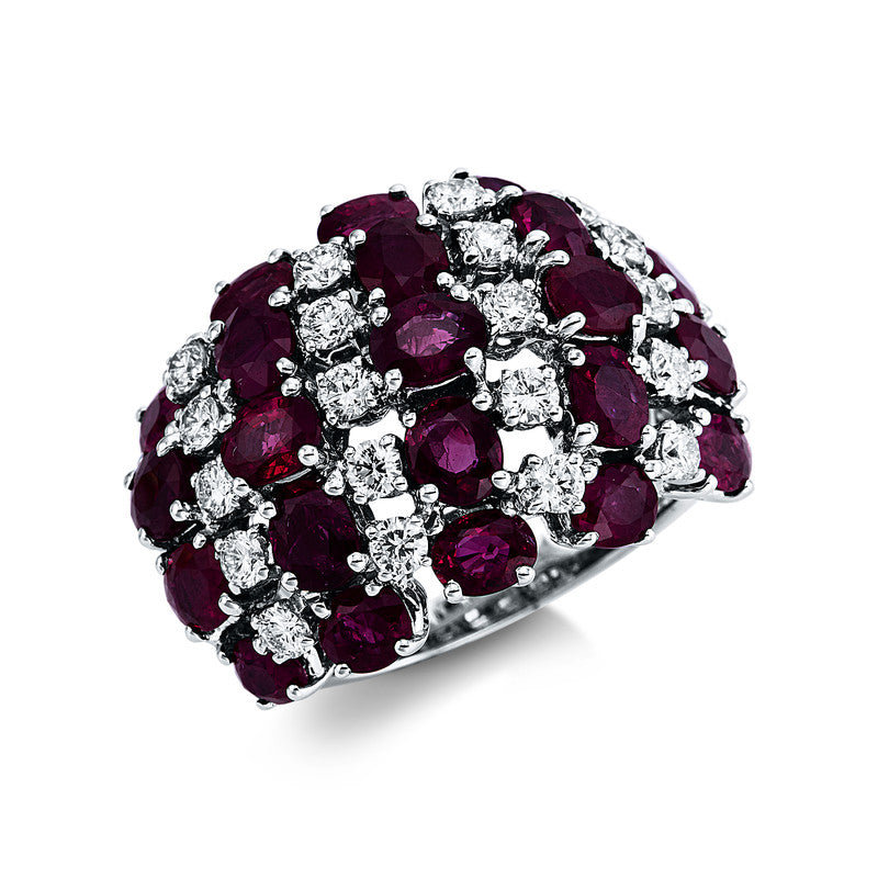 Ring mit Rubin  aus 750/-18 Karat Weißgold mit 20 Diamanten 1