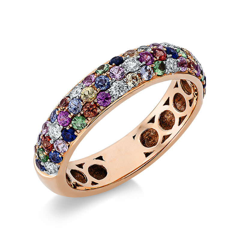 Ring mit Tsavorith  aus 750/-18 Karat Rotgold mit 9 Diamanten 0