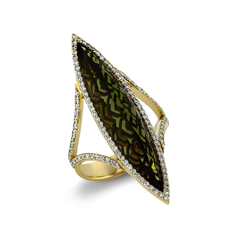 Ring mit Quarz  aus 750/-18 Karat Gelbgold mit 116 Diamanten 0