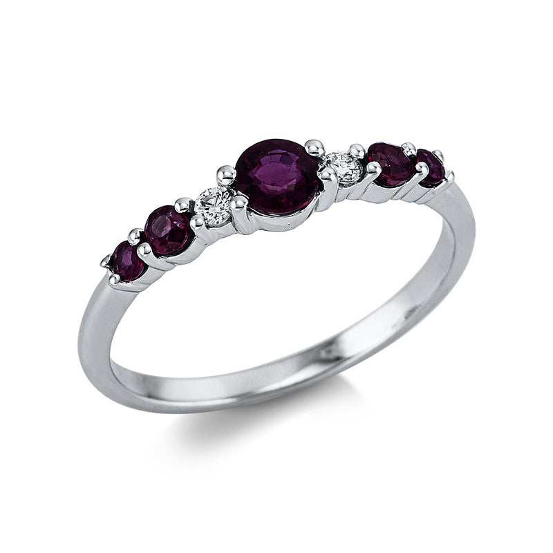 Ring mit Rubin  aus 750/-18 Karat Weißgold mit 2 Diamanten 0