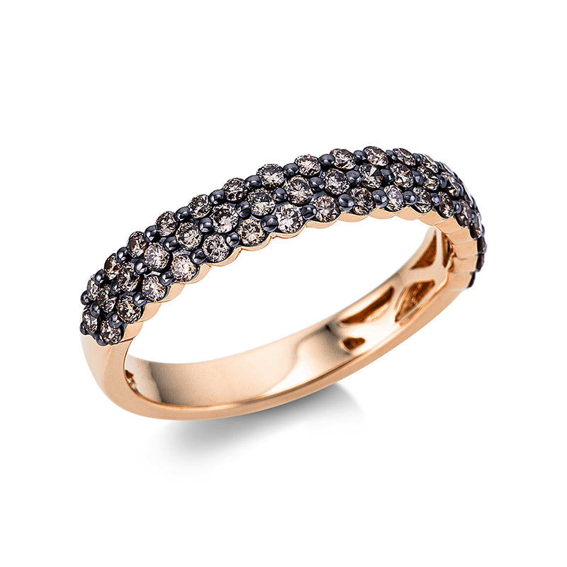 Ring - Mehrfachsteinbesatz aus Gold mit Diamanten, Fassung schwarz rhodiniert - 1Y500
