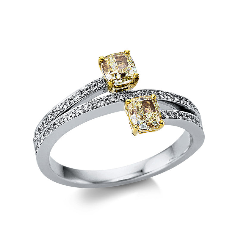 Ring    aus 750/-18 Karat Weißgold / Gelbgold mit 55 Diamanten 1 ct