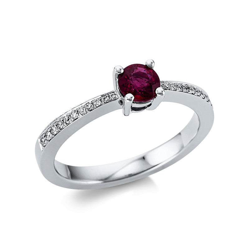 Ring mit Rubin  aus 750/-18 Karat Weißgold mit 22 Diamanten 0