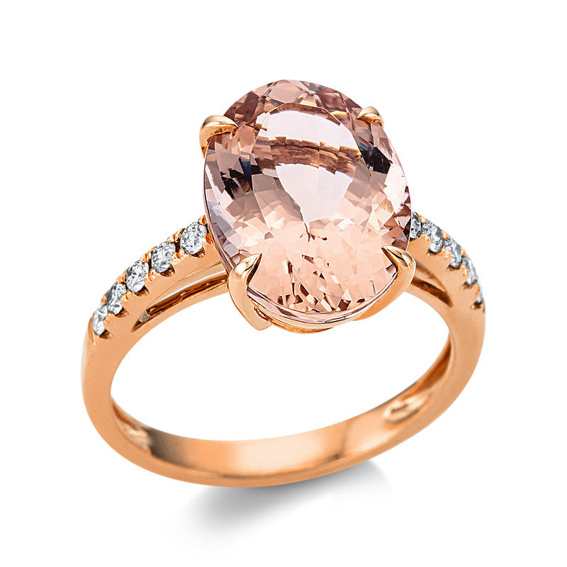 Ring mit Morganit  aus 750/-18 Karat Rotgold mit 10 Diamanten 0