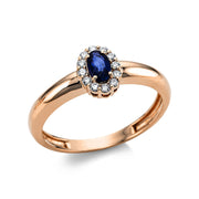 Ring mit Saphir  aus 750/-18 Karat Rotgold mit 12 Diamanten 0